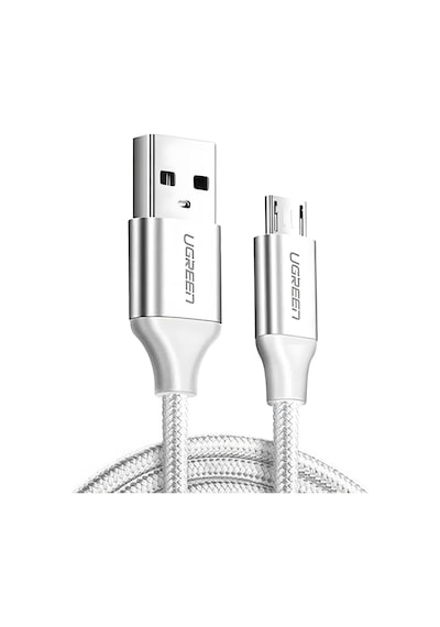 Ugreen Usb 2.0 A To Micro Usb Örgülü Hızlı Şarj Kablosu, 1m, Beyaz, 60151