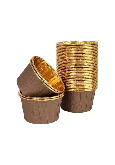 Metalik Kahverengi Gold Renk Muffin Cupcake Kek Kalıbı 25'li Çok Renkli