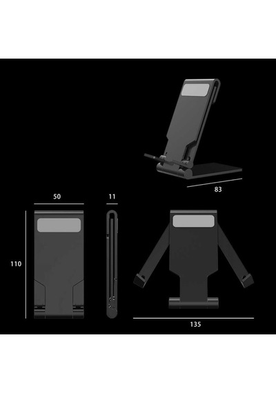 Tablet Telefon Tutucu Standı Alüminyum Teleskopik Masaüstü L315 Siyah
