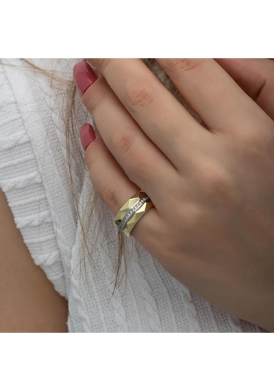 Kristal Model Çift 925 Gümüş Alyans Yüzük