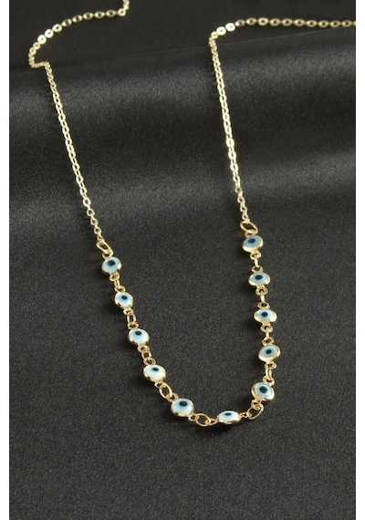 Nazarlı Mineli Kolye - Beyaz N145 17760281