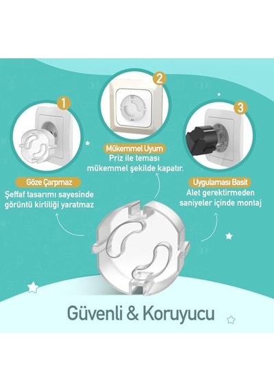 Elektrik Çarpması Önleyici Topraklı Priz Koruyucu Şeffaf Elektirik Piriz Koruması Kapağı Bebek Odası Güvenl