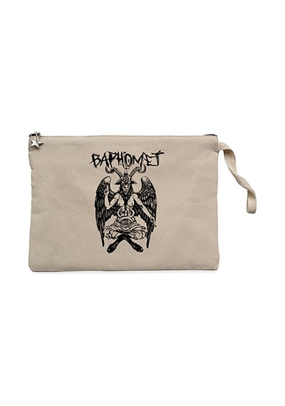 Baphomet Mythological Figure Krem Clutch Cüzdan / El Çantası Krem