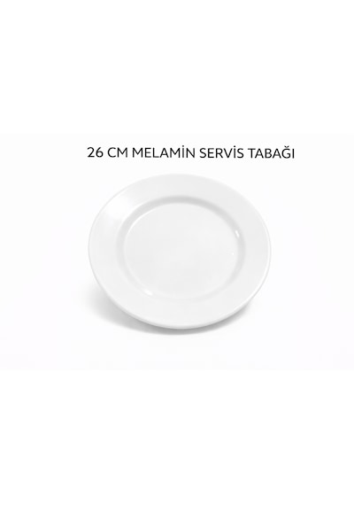 Melamin Servis Tabağı 26 Cm Beyaz - Yemek Tabağı Beyaz