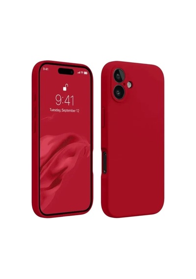 Mey İthalat Apple iPhone Uyumlu  Uyumlu 16 Kılıf First Silikon - Kırmızı -