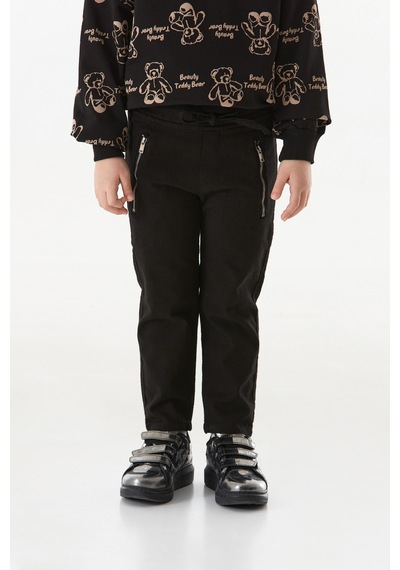 Fullamoda Beli Bağlamalı Cebi Fermuarlı Unisex Pantolon 25mcck254217418-siyah Siyah