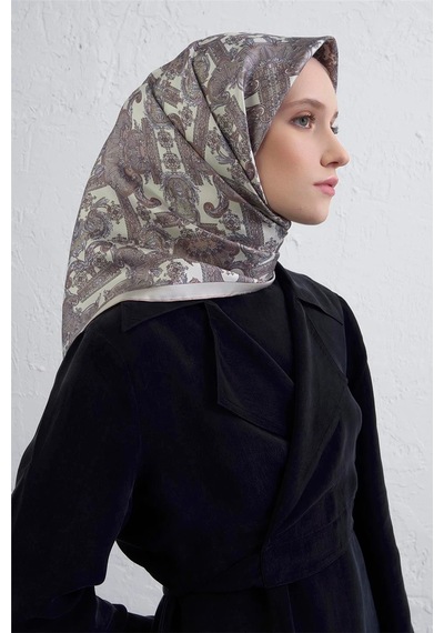 Armine Twill İpek Eşarp -2025/2026 -94162d Krem,gri-83