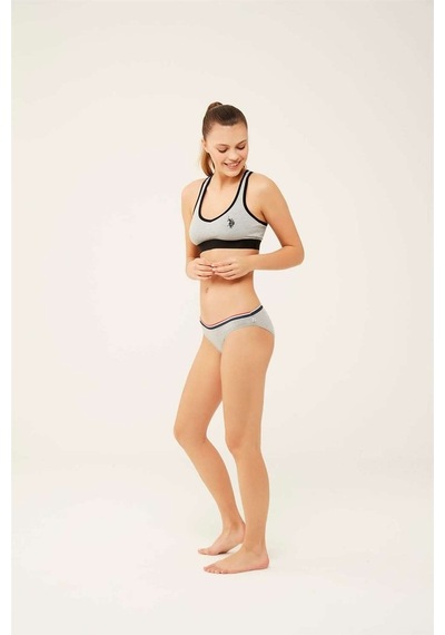 U.S. Polo Assn. Kadın Beyaz - Mavi Melanj - Gri Melanj 3 Lü Slip 66271 Mavi