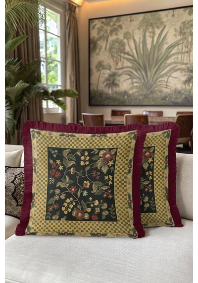 Zarif Vintage Çiçekli Saçaklı Yastık Kılıfı - Klasik Şık Retro Krem Bordo Püsküllü Kırlent Kılıfı Kanyon Kobalt Mavi Zarif Vintage Çiçekli Saçaklı Yastık Kılıfı - Klasik Şık Retro Krem Bordo Püsküllü Kırlent Kılıfı Kanyon Kobalt Mavi