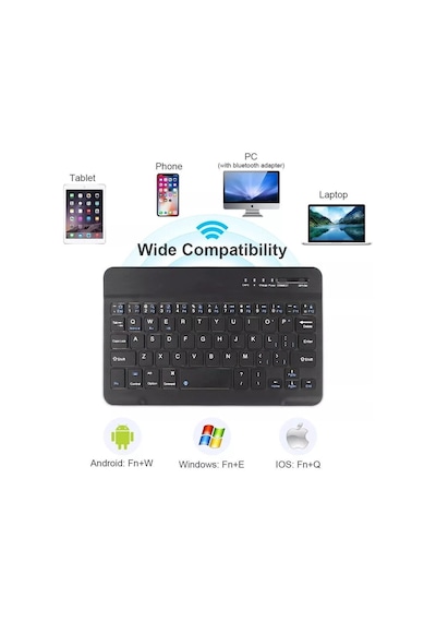 Technopc Ultrapad Ruby W10 10.1 Kılıf Universal Standlı + Bluetooth Klavye Mouse Set + Kalem Arka Kapak