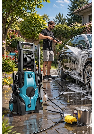 Butools ST-16 180 Çelik Şanzuman Musluk ve Kovadan Çekme Yüksek Basınçlı Yıkama Makinesi Mavi