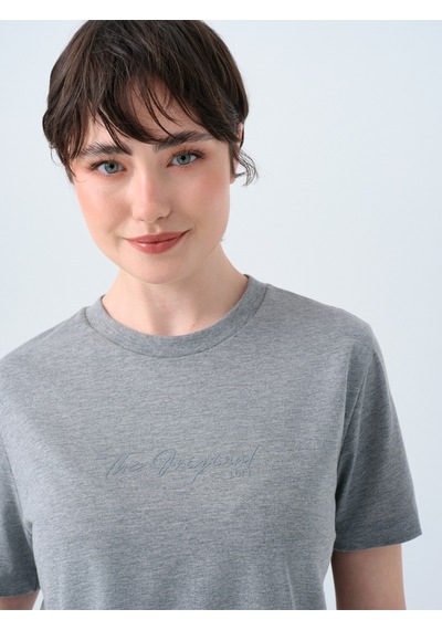 Regular Fit Kadın Tshirt K.kol Gri Melanj Regular Fit Kadın Tshirt K.kol Gri Melanj