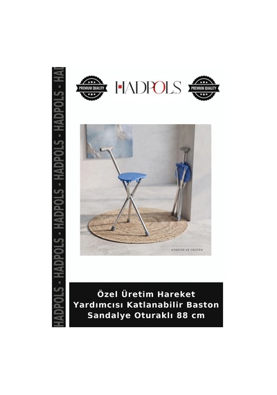 Özel Üretim Hareket Yardımcısı Katlanabilir Baston Sandalye Oturaklı 88 Cm
