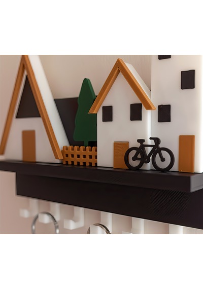 Minik Evler V2 Anahtarlık-duvar Askılı Anahtarlık - Anahtarlık Askısı-duvar Anahtarlığı 22x17 Cm 22x17 Cm