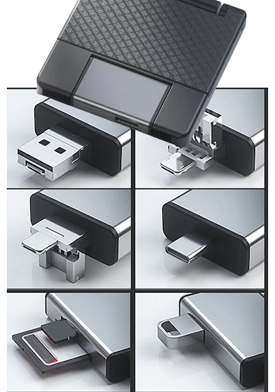 7-in-1 Çok Fonksiyonlu Kart Okuyucu Sd Tf Kart Çevirici Adaptörü Usb2.0 Tip-c Adaptörü