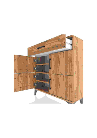 Arges Şifonyer 3 Raflı Tek Çekmeceli 4 Kapaklı 88x30x96 Çam-çam Çam