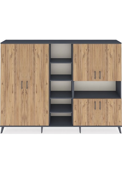 Arges Dolap 13 Raflı 6 Kapaklı 220x30x163 Antrasit-çam/antrasit Atlas Çam/antrasıt - Antrasıt Arges Dolap 13 Raflı 6 Kapaklı 220x30x163 Antrasit-çam/antrasit Atlas Çam/antrasıt - Antrasıt