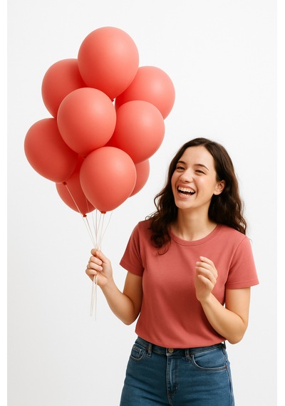 Pastel Balon 9 İnc 23 Cm Helyum Uyumlu 10 Adet Doğum Günü Kutlama Parti Süs Malzemesi Kırmızı