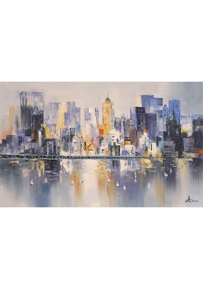 Binalar Büyük Boy El Yapımı Yağlı Boya Tablo 145x94cm