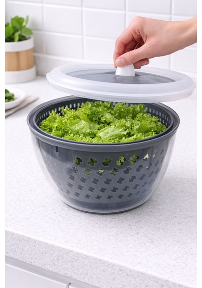 Salata Ve Sebze Kurutucu Gri - Beyaz