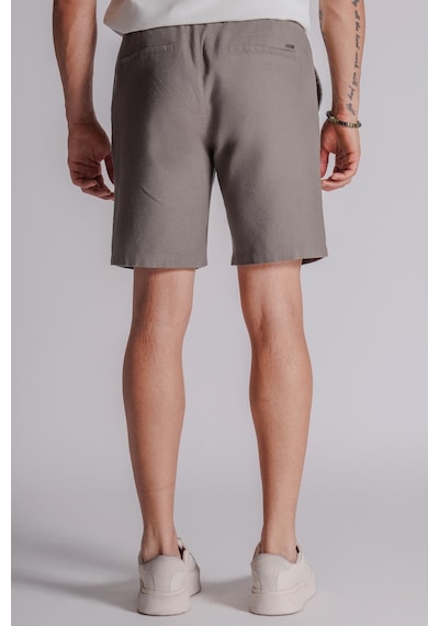 Braccas Erkek Yandan Cepli Beli Lastikli Keten Dokulu Relaxed Fit Jogger Şort Haki Haki