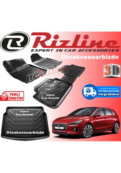 Hyundai I30 3D Paspas +Bagaj Havuzu Siyah Hb 2017 Sonrası Rizline