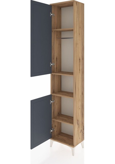Arges Dolap 4 Raflı 2 Kapaklı Tek Askılı 44x30x221 Çam-antrasit Çam Arges Dolap 4 Raflı 2 Kapaklı Tek Askılı 44x30x221 Çam-antrasit Çam