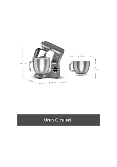 Karaca Mastermaid Chef Ultra D2000 W Dijital Ekranlı Hamur Yoğurma Makinesi