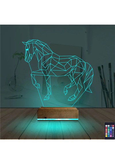 Luvivia At Tasarım Polygonal 3d Lamba - Masa Gece Lambası Şeffaf