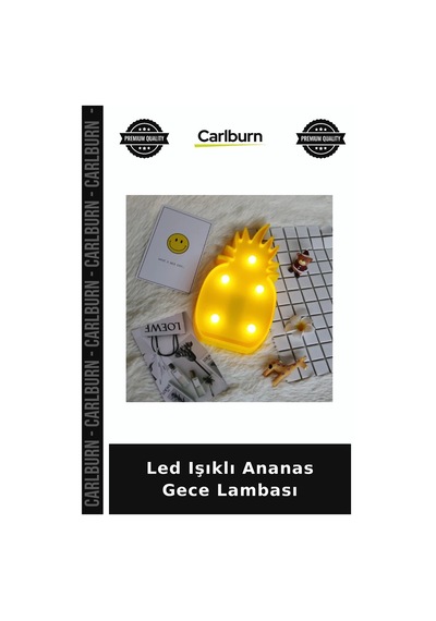 Led Işıklı Ananas Gece Lambası Duvar Süsü Masa Üstü Oturma Odası