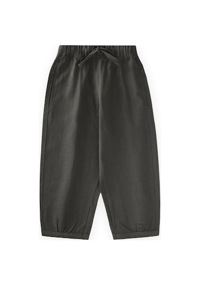 Cigit Keten Boyfriend Pantolon 2-10 Yaş Siyah