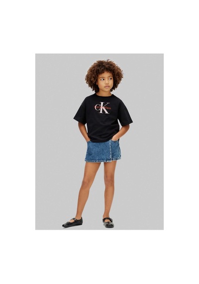 Calvin Klein Siyah Kız Çocuk Baskılı T-shirt Lvcksja20gbeh-16308