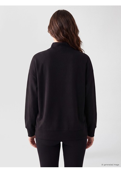 Lcw Comfort Siyah Dik Yaka Soft Touch Kadın Sweatshirt