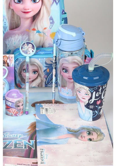 X Dekomus Lisanslı Elsa Frozen Full Kırtasiye Seti Anaokul,beslenme Ve Kalem Çantası,beslenme Kabı,matara,beslenme Örtüsü Altın