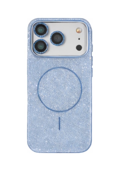 Apple Uyumlu iPhone 17 Magsafe Lens Koruma Camı li Simli Kutup Silikon Kılıf Mavi