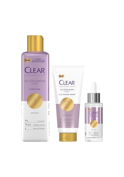 Clear Scalpceuticals Şampuan 300 ML + Saç Kremi 170 ML + Serum 45 ML