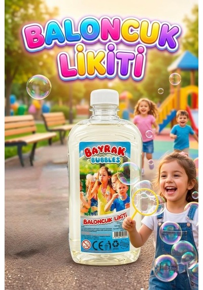 Bayrak Bubbles Baloncuk Likiti 500 Ml Büyük Boy Özel Formüllü, Leke Yapmayan Dev Baloncuk Suyu