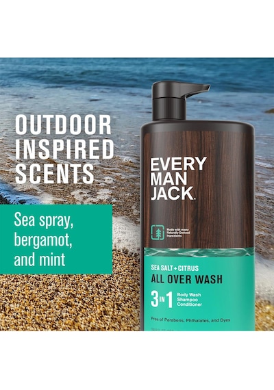 Every Man Jack Sea Salt + Citrus 3 Ü 1 Arada Şampuan Saç Kremi Ve Duş Jeli 852ml Tüm Saç Tipleri