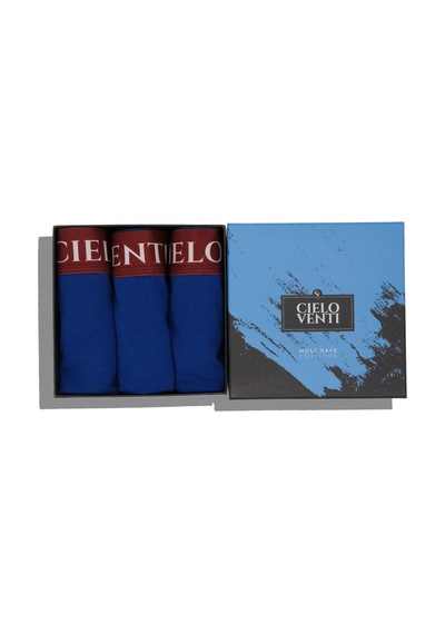 Cielo Venti Night Collection 3'lü Organik Pamuk Erkek Boxer Mavi