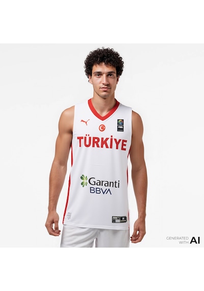 Puma Turkey V-neck Game Jersey Erkek Beyaz Basketbol Forması 606606