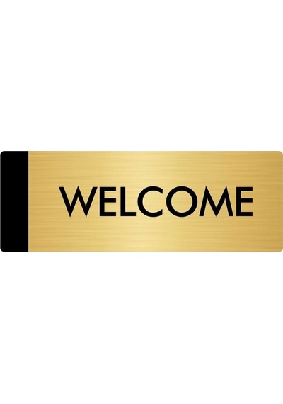 Metal Yönlendirme Levhası, Departman Kapı Isimliği Welcome 5x20 Cm Altın Renk