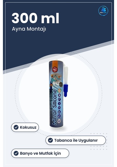 Ayna Silikonu 300 Ml Montaj Tamir Yapıştırıcı Silikon Banyo Mutfa Beyaz