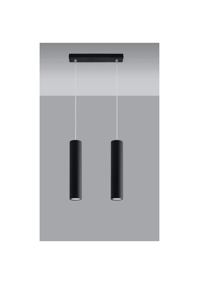 Ikili Led Avize Sıralı Gün Işığı Led Ampullü Kasa 30 Cm Siyah
