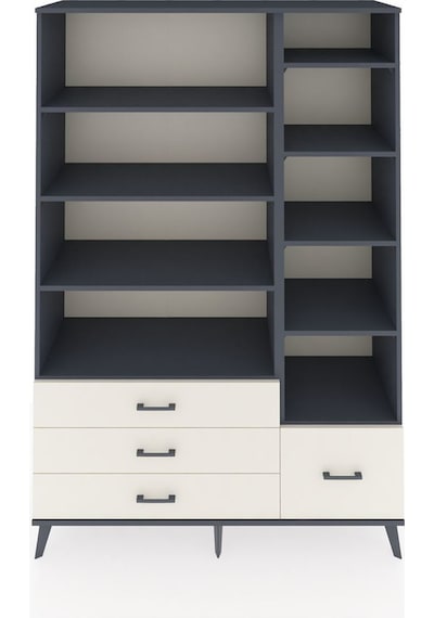 Hyperion Dolap 9 Raflı 4 Çekmeceli 132x44x195 Antrasit-antra... Antrasit