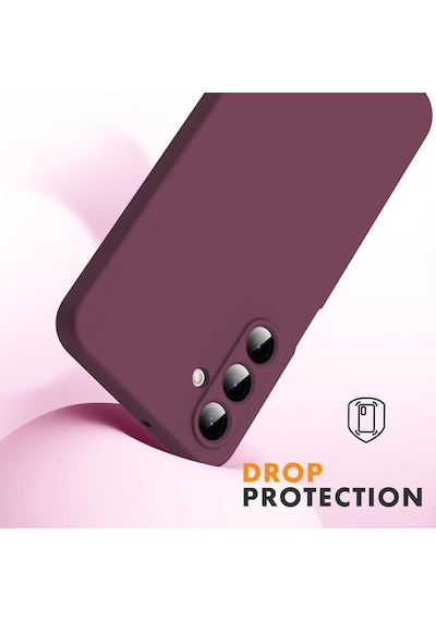 Samsung Galaxy A37 Uyumlu Içi Kadife Lansman Kılıf Ve Şeffaf Temperli Cam Ekran Koruyucu Koyu Mor