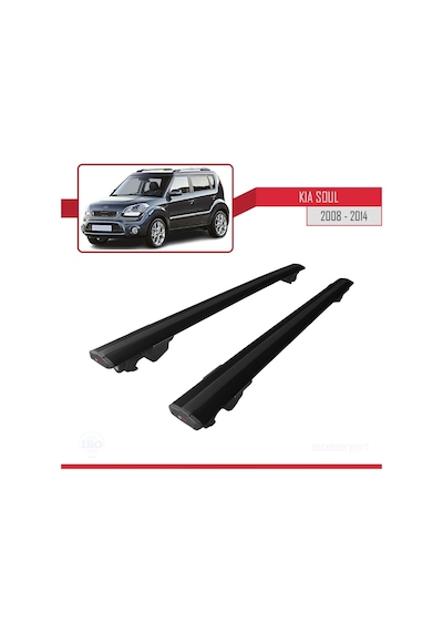 Kia Soul 2008-2014 Arası İle Uyumlu Hook Model Anahtar Kilitli Ara Atkı Tavan Barı Siyah
