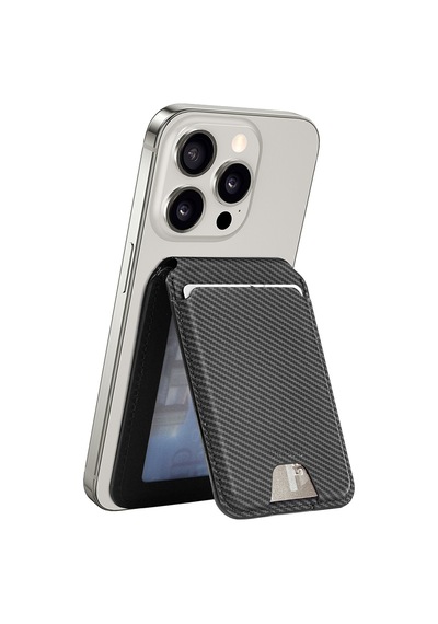 Standlı Magnetik Kartlık Wiwu Mw-003 Mag Wallet Siyah Karbon Tasarım
