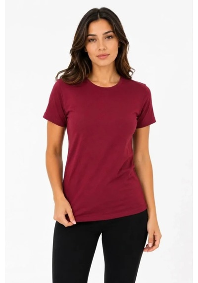 Efnaz Style Basic Tişört Bisiklet Yaka Kısa Kol Günlük Yazlık Slim Fit T-shirt - Bordo