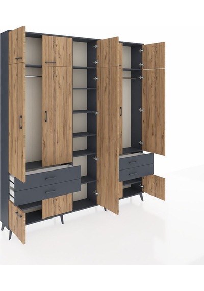 Arges Dolap 12 Raflı 4 Çekmeceli 2 Askılı 220x30x243 Antrasit-çam/antrasit Atlas Çam/antrasıt Arges Dolap 12 Raflı 4 Çekmeceli 2 Askılı 220x30x243 Antrasit-çam/antrasit Atlas Çam/antrasıt