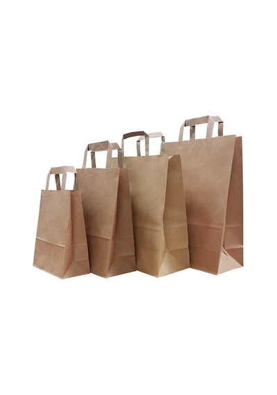 Flat Kraft Kağıt Çanta Karton Hediyelik Poşet Torba - 20x24x10 Cm. - 10 Adetlik 1 Paket